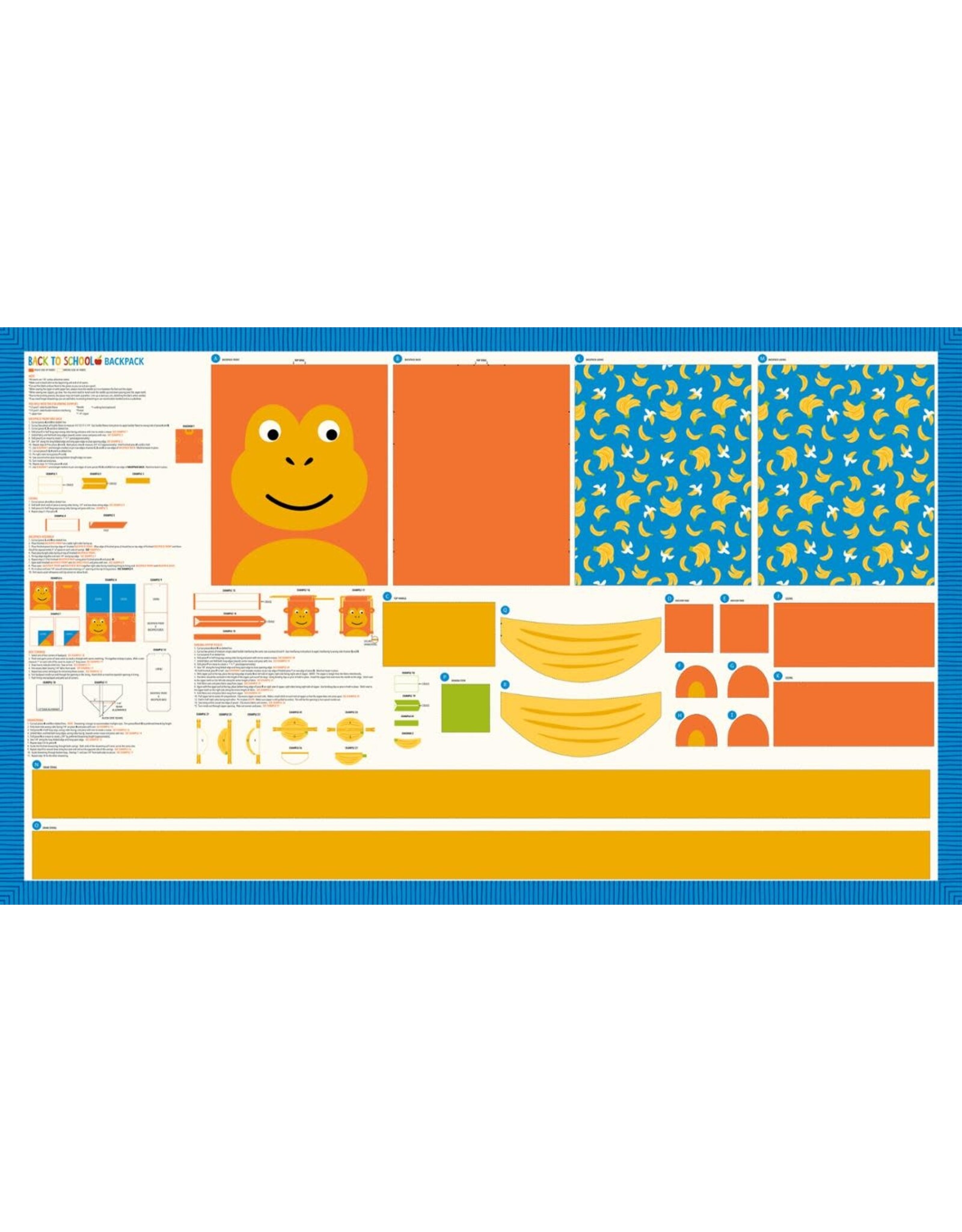 Moda Back to School - Monkey Back Pack - Panel