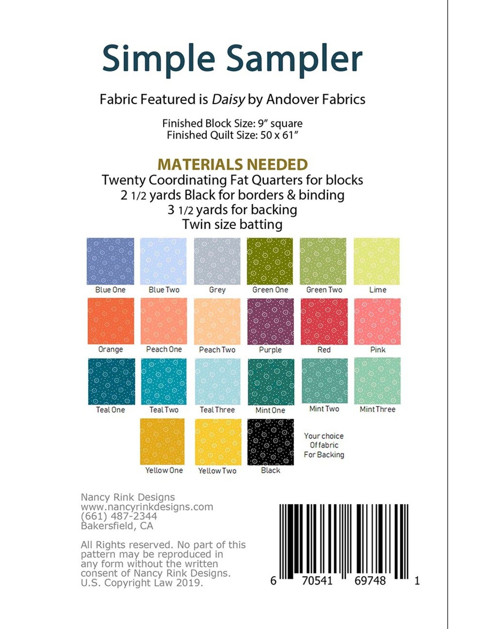 Nancy Rink Designs - Simple Sampler - NRD 132