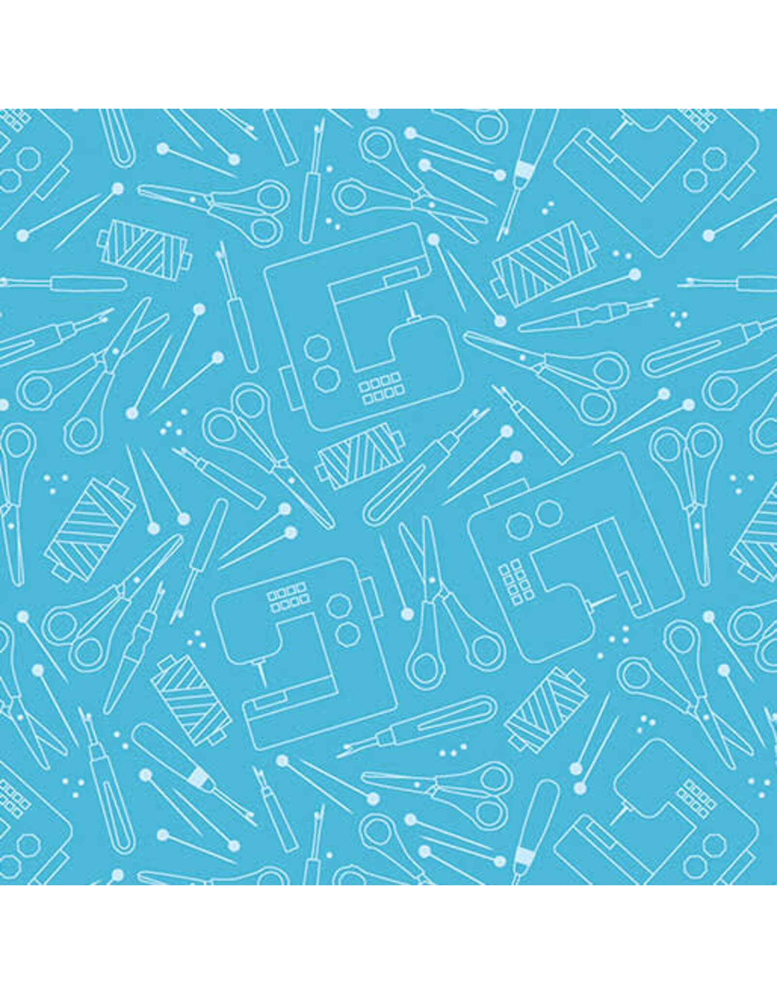 Benartex Contempo Studio Sugaridoo Quilt Studio - Happy Notes - Happy Quilting Light Blue - 16435-55