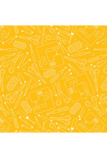 Benartex Contempo Studio Sugaridoo Quilt Studio - Happy Notes - Happy Quilting Yellow - 16435-33