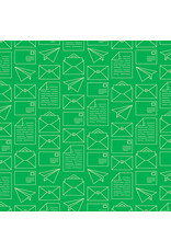 Benartex Contempo Studio Sugaridoo Quilt Studio - Happy Notes - Mail Day Green - 16439-44