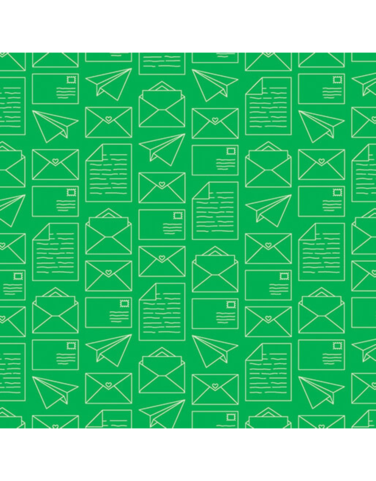 Benartex Contempo Studio Sugaridoo Quilt Studio - Happy Notes - Mail Day Green - 16439-44