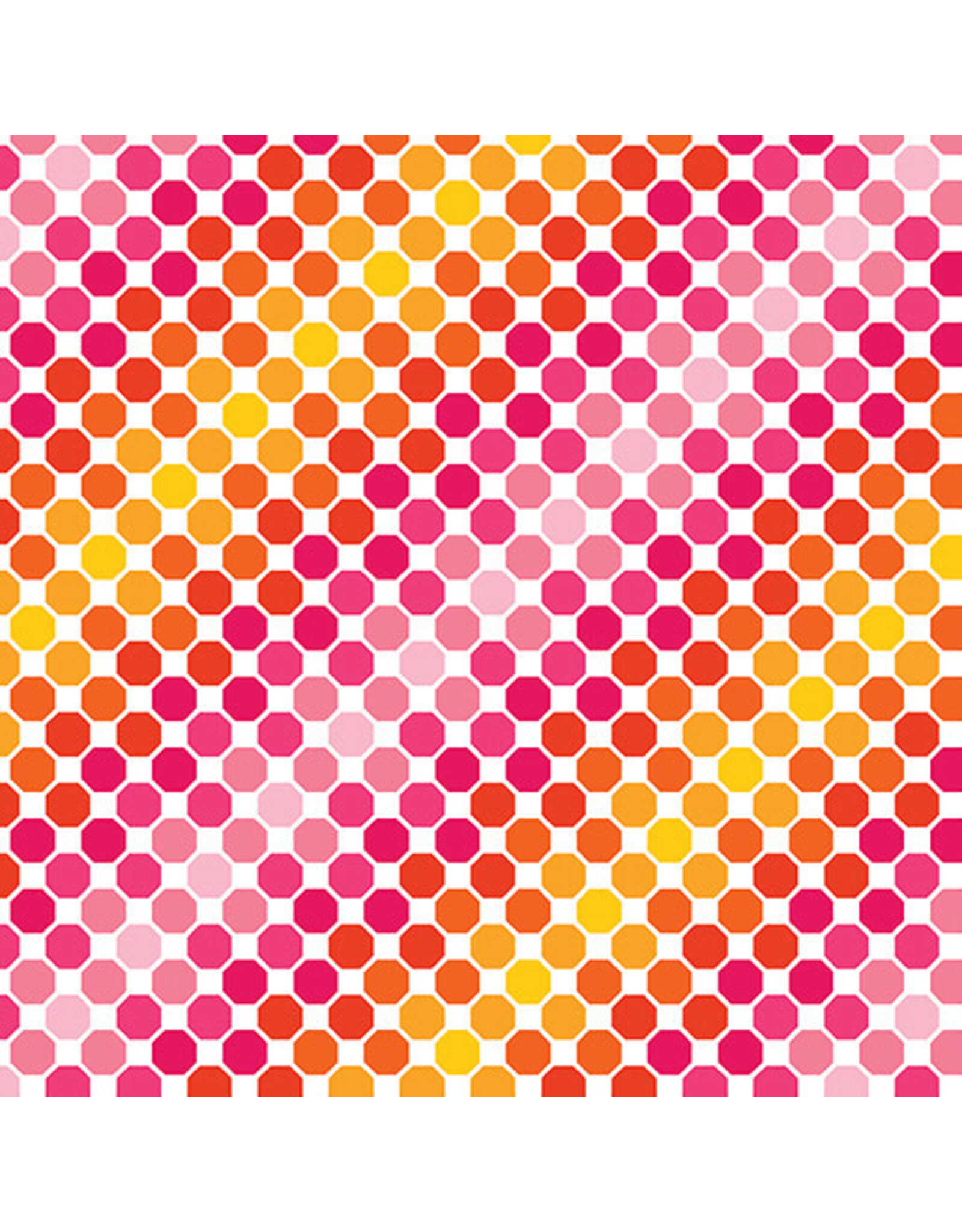 Benartex Contempo Studio Sugaridoo Quilt Studio - Happy Notes - Octagon Stripe Orange/Multi - 16442-39