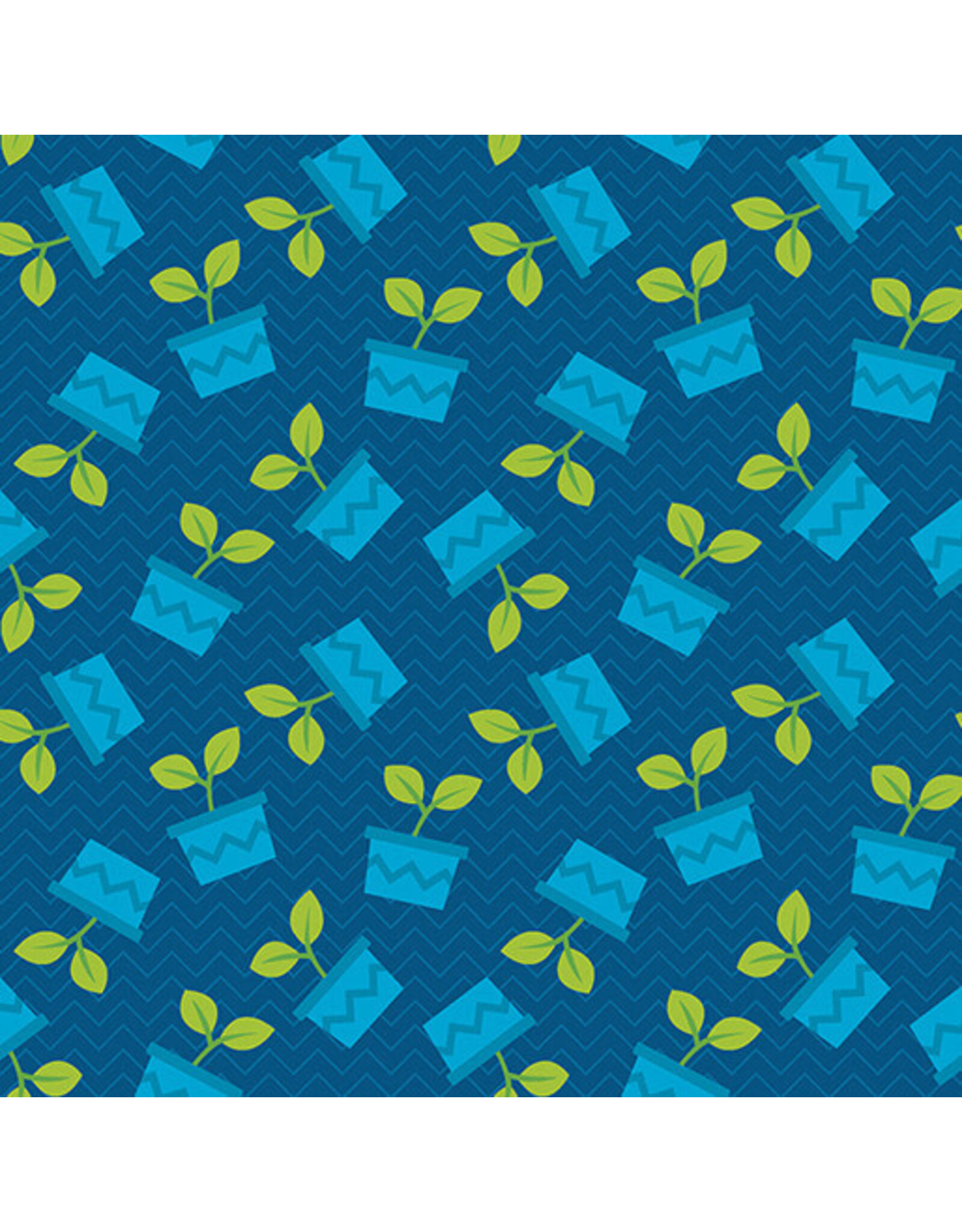 Benartex Contempo Studio Sugaridoo Quilt Studio - Happy Notes - Planty Friends Dark Blue - 16437-57