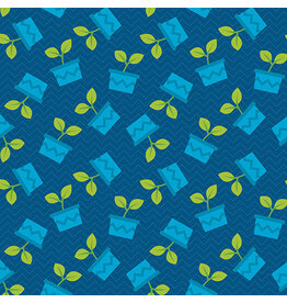 Benartex Contempo Studio Happy Notes - Planty Friends Dark Blue