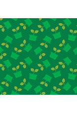 Benartex Contempo Studio Sugaridoo Quilt Studio - Happy Notes - Planty Friends Dark Green - 16437-45