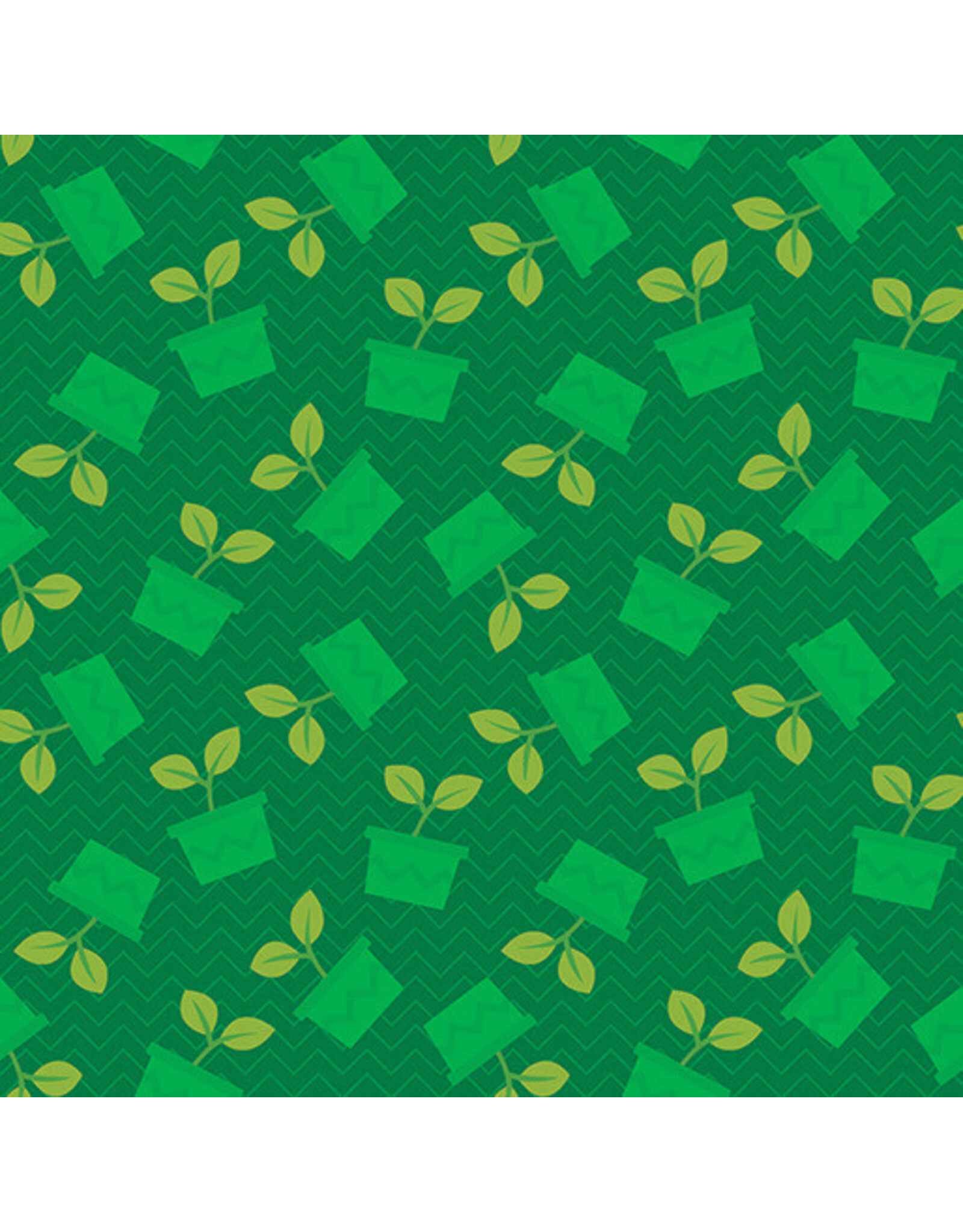 Benartex Contempo Studio Sugaridoo Quilt Studio - Happy Notes - Planty Friends Dark Green - 16437-45