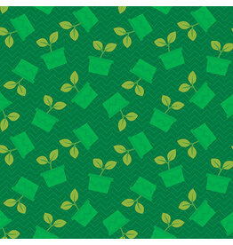 Benartex Contempo Studio Happy Notes - Planty Friends Dark Green