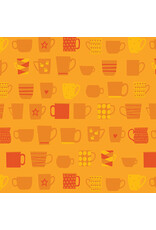 Benartex Contempo Studio Sugaridoo Quilt Studio - Happy Notes - Tea Please Light Orange - 16434-37