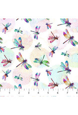 Northcott Northcott - Dragonfly Dance - Dragonflies White Multi - DP27504-10