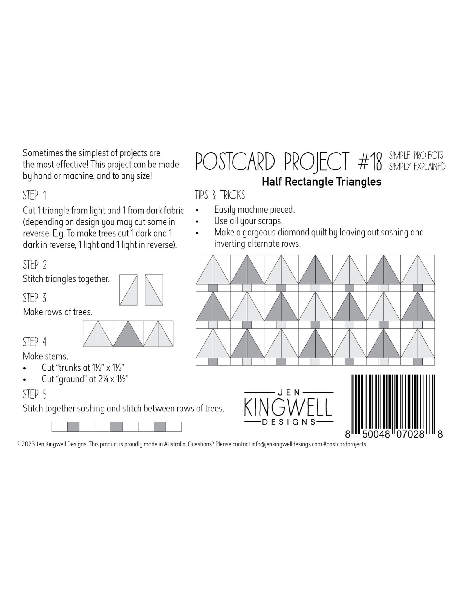 Jen Kingwell Designs Postcard Project #18 - Half Rectangle Triangles