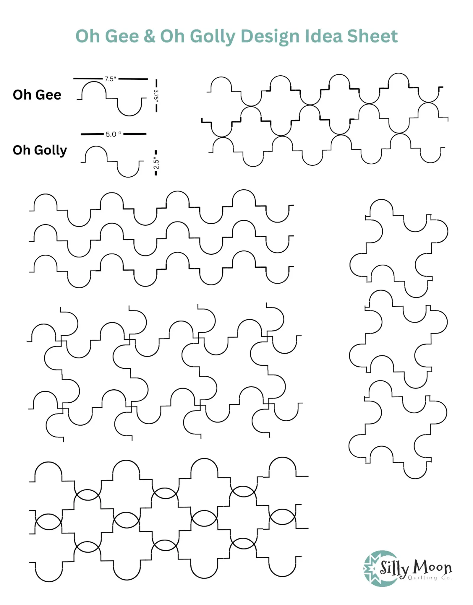 Silly Moon Quilting Co Silly Moon Quilting - Overall Design Quilt ruler -  Oh Golly