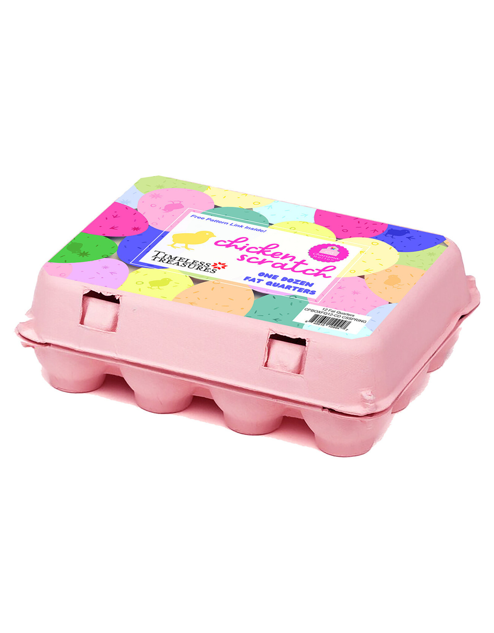 Timeless Treasures Chicken Scratch Spring - 12 FQ in eierdoosje