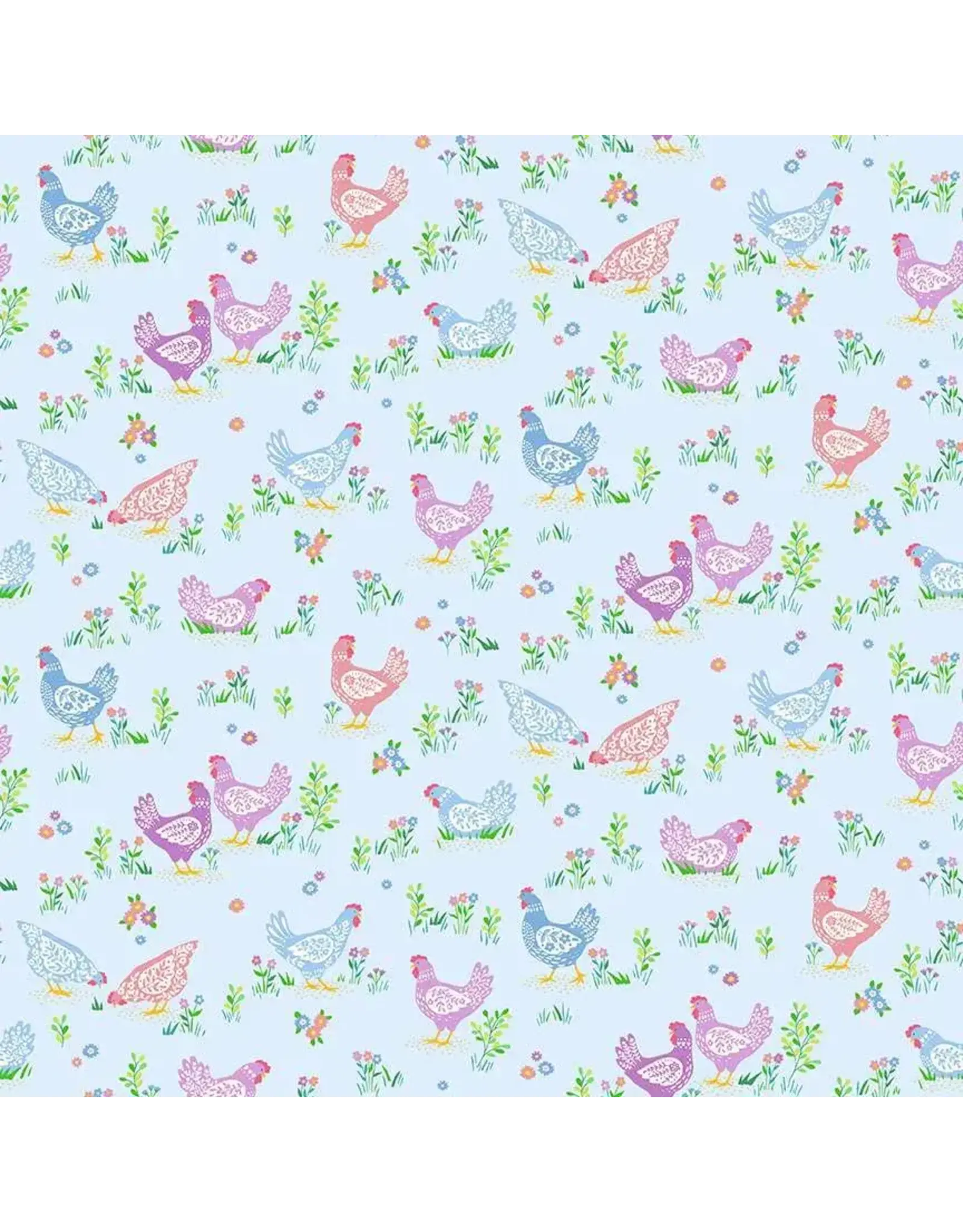 Makower UK Makower UK - Hello Spring - Happy Hens Blue - 084-B