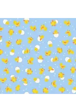 Makower UK Makower UK - Hello Spring - Cheerful Chicks Blue - 086-B