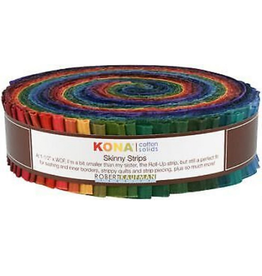 Robert Kaufman 1-1/2in Skinny Strips - Kona Solids - Dark Palette