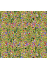 Hoffman Candy Quilt Design - Whimsical Flower Garden - Leaves and Dots Olive - W5539-96-OLIVE