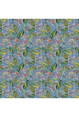 Hoffman Candy Quilt Design - Whimsical Flower Garden - Leaves and Dots Blue - W5539-7-BLUE