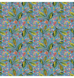 Hoffman Whimsical Flower Garden - Leaves and Dots Blue