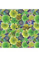 Hoffman Candy Quilt Design - Whimsical Flower Garden - Florals Allover Lime - W5537-71-LIME
