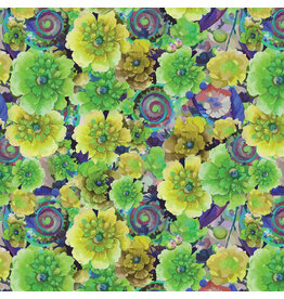 Hoffman Whimsical Flower Garden - Florals Allover Lime