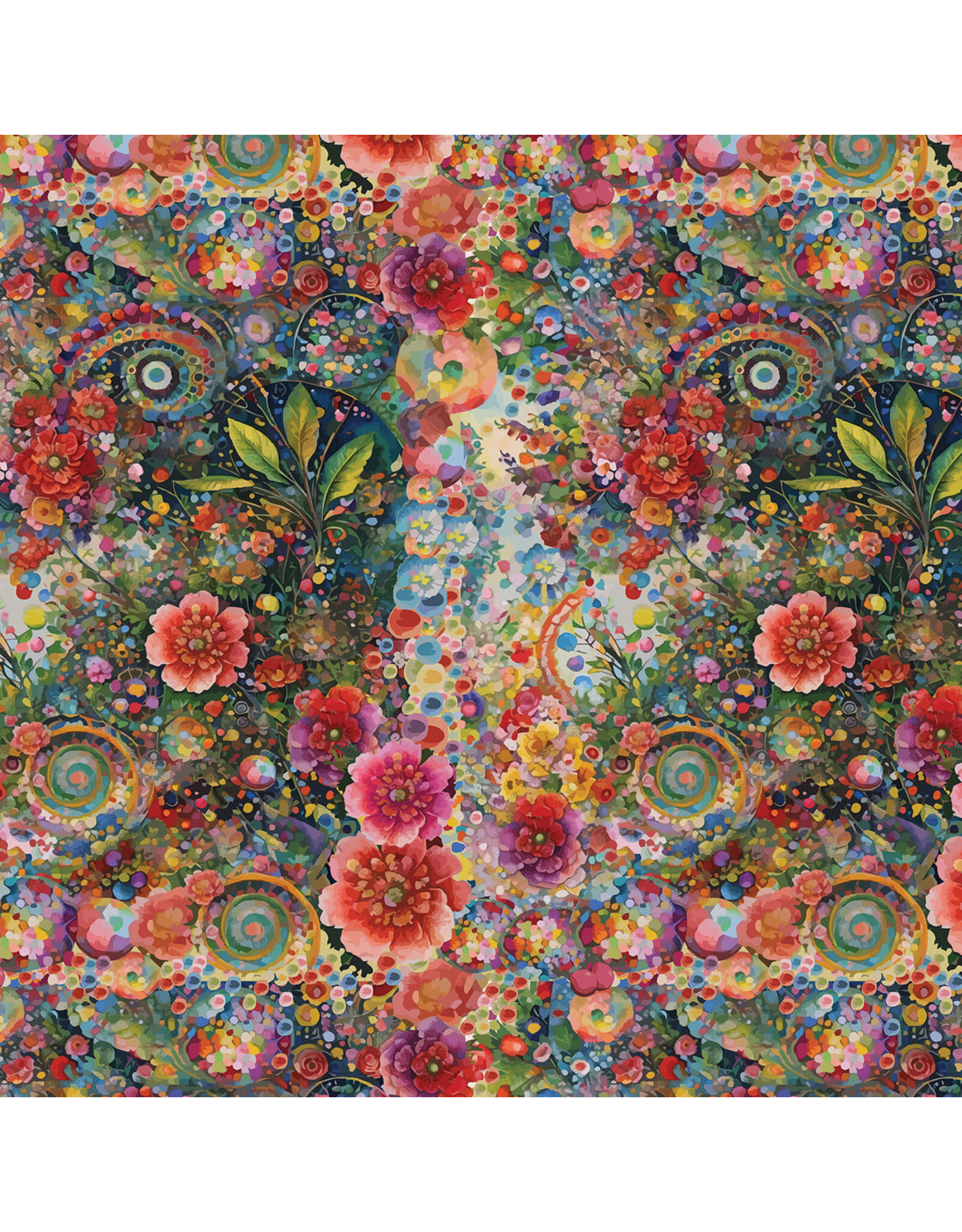 Hoffman Candy Quilt Design - Whimsical Flower Garden - Small Abstract Flower Multi - W5536-130-MULTI