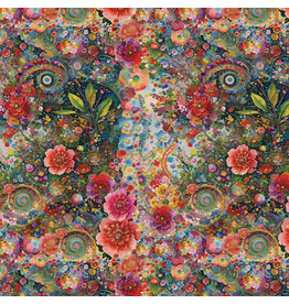 Hoffman Whimsical Flower Garden - Small Abstract Flower Multi