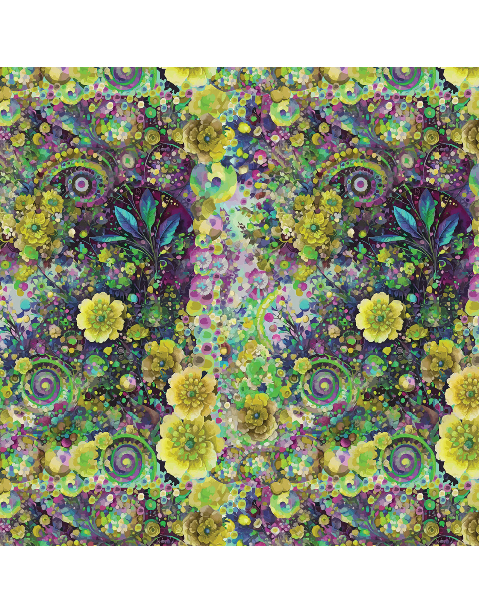 Hoffman Candy Quilt Design - Whimsical Flower Garden - Small Abstract Flower Lime - W5536-71-LIME