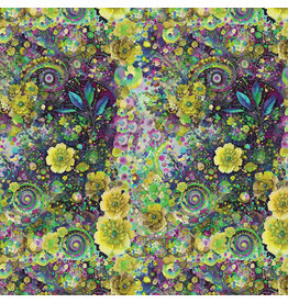 Hoffman Whimsical Flower Garden - Small Abstract Flower Lime