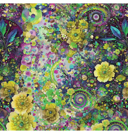 Hoffman Whimsical Flower Garden - Large Abstract Flower Lime
