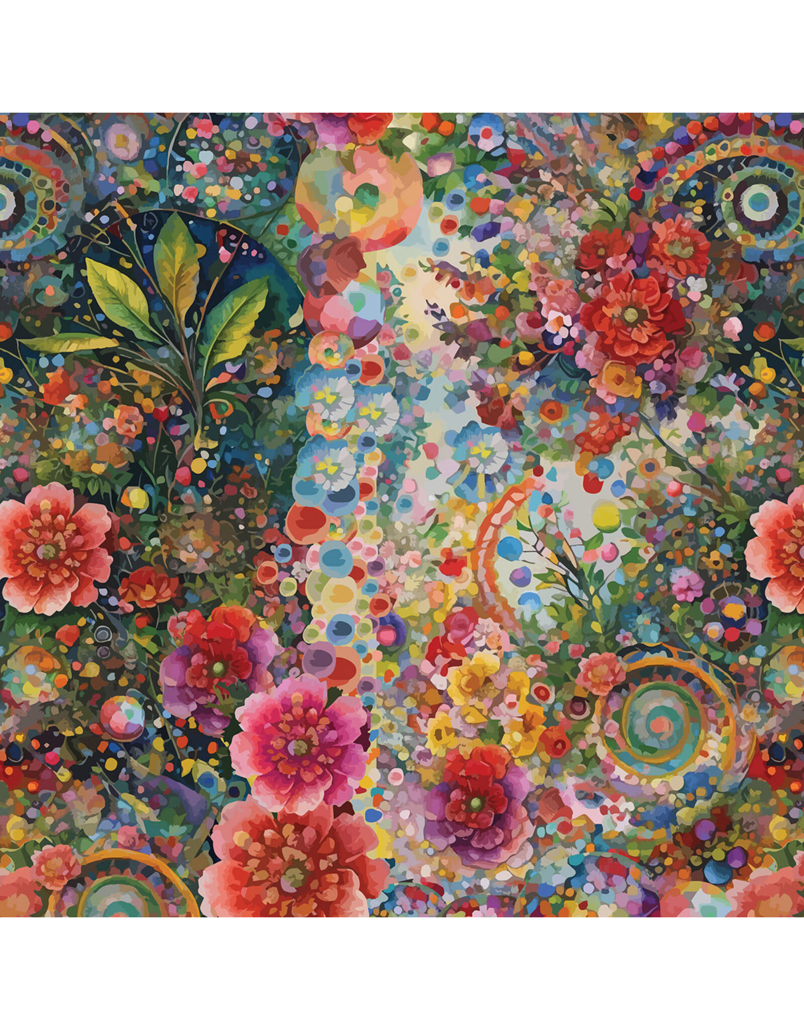 Hoffman Candy Quilt Design - Whimsical Flower Garden - Abstract Flower Multi - Wideback - WW5535-130-MULTI