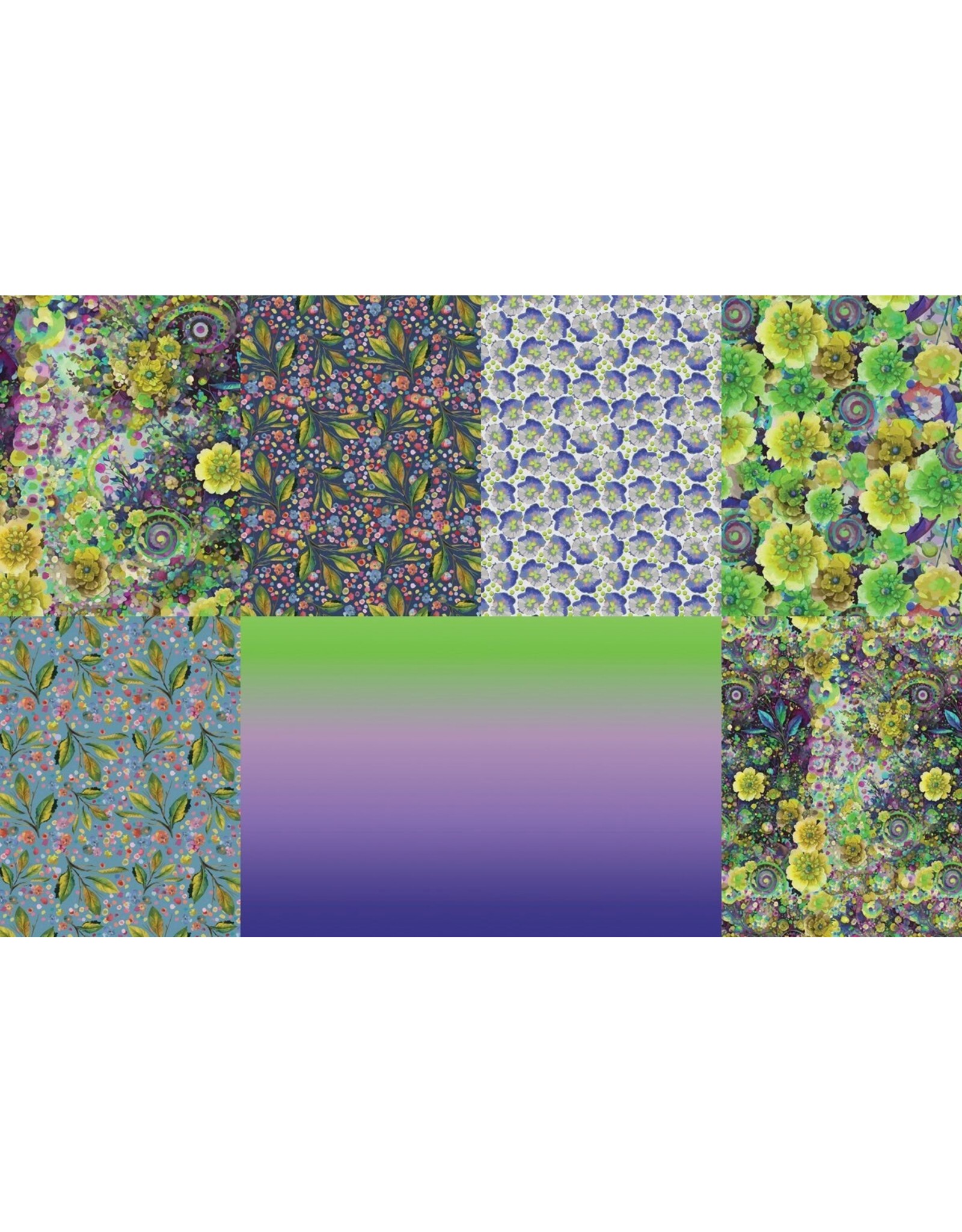 Hoffman Candy Quilt Design - Whimsical Flower Garden - Halve Meter Pakket - Lime