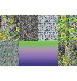 Hoffman Whimsical Flower Garden - Halve Meter Pakket - Lime