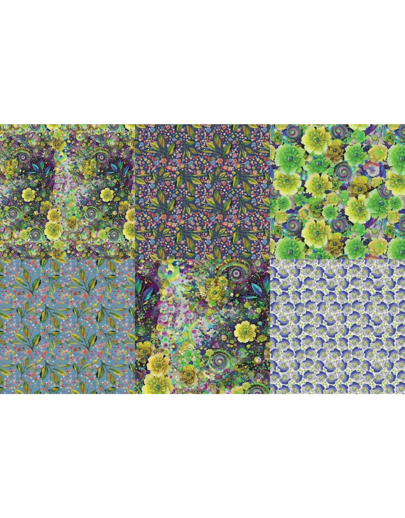 Hoffman Candy Quilt Design - Whimsical Flower Garden - Fat Quarter Pakket - Lime