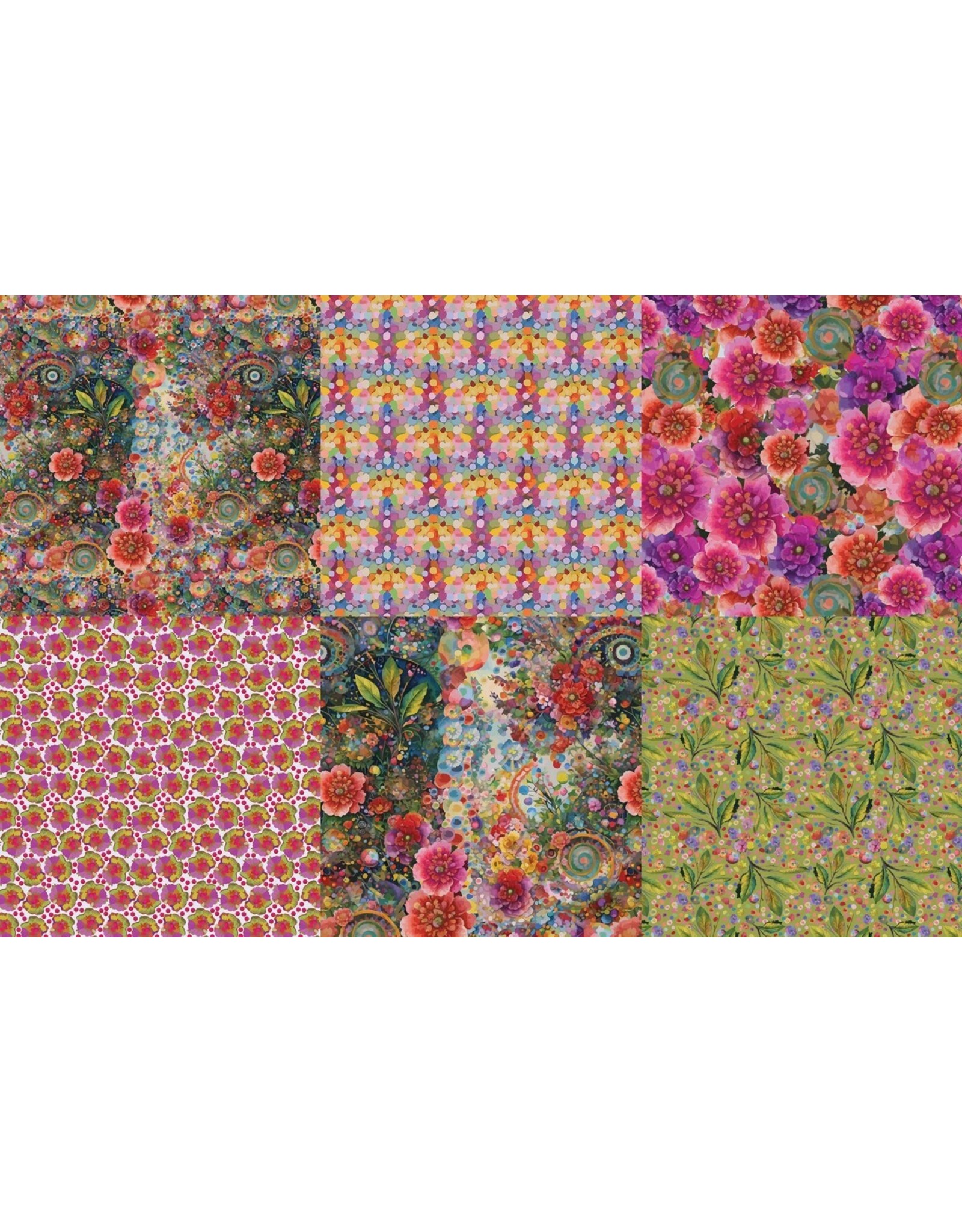 Hoffman Candy Quilt Design - Whimsical Flower Garden - Fat Quarter Pakket - Multi