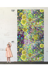 Hoffman Candy Quilt Design - Whimsical Flower Garden - Abstract Flower Lime - Wideback - WW5535-71-LIME