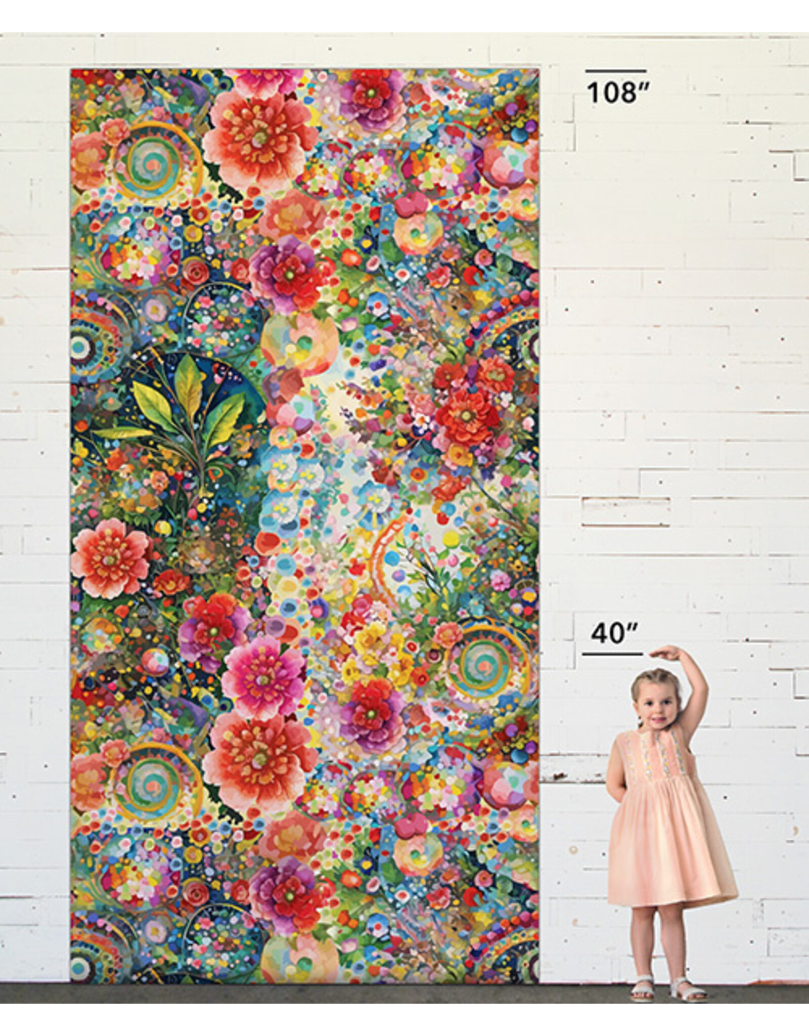 Hoffman Candy Quilt Design - Whimsical Flower Garden - Abstract Flower Multi - Wideback - WW5535-130-MULTI