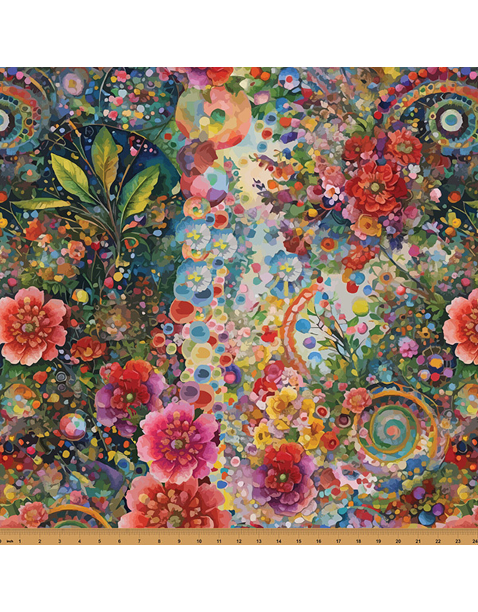 Hoffman Candy Quilt Design - Whimsical Flower Garden - Large Abstract Flower Multi - W5535-130-MULTI