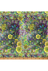 Hoffman Candy Quilt Design - Whimsical Flower Garden - Small Abstract Flower Lime - W5536-71-LIME