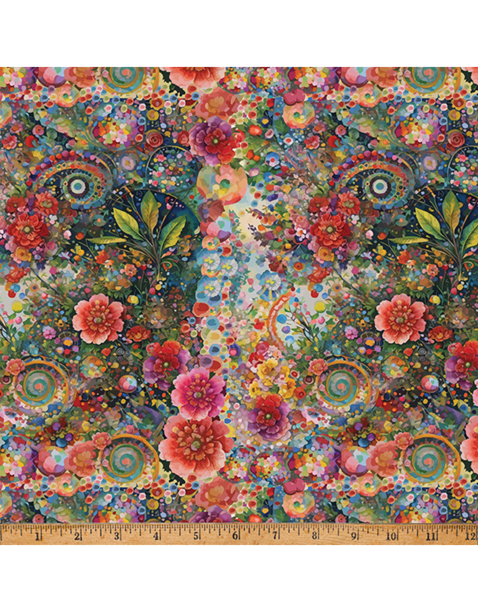 Hoffman Candy Quilt Design - Whimsical Flower Garden - Small Abstract Flower Multi - W5536-130-MULTI