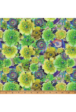 Hoffman Candy Quilt Design - Whimsical Flower Garden - Florals Allover Lime - W5537-71-LIME