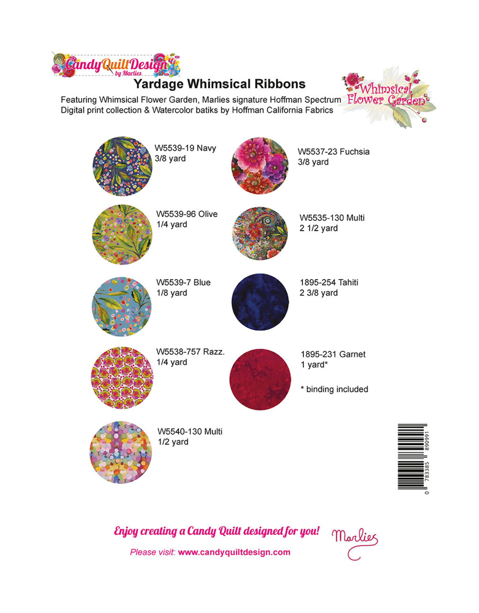 Candy Quilt Design Candy Quilt Design - Whimsical Ribbons - 67 x 67 inch