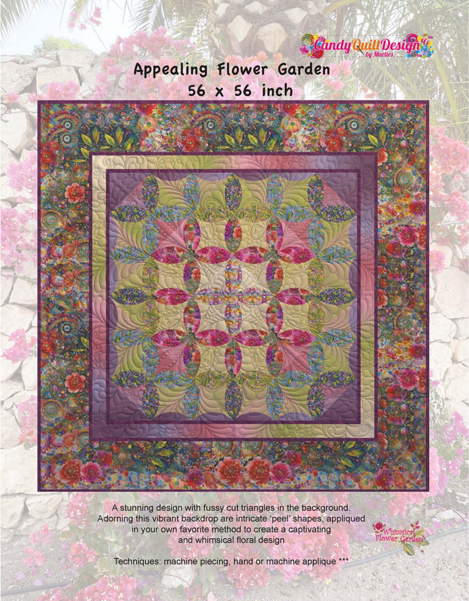 Candy Quilt Design Candy Quilt Design - Appealing Flower Garden - 56 x 56 inch