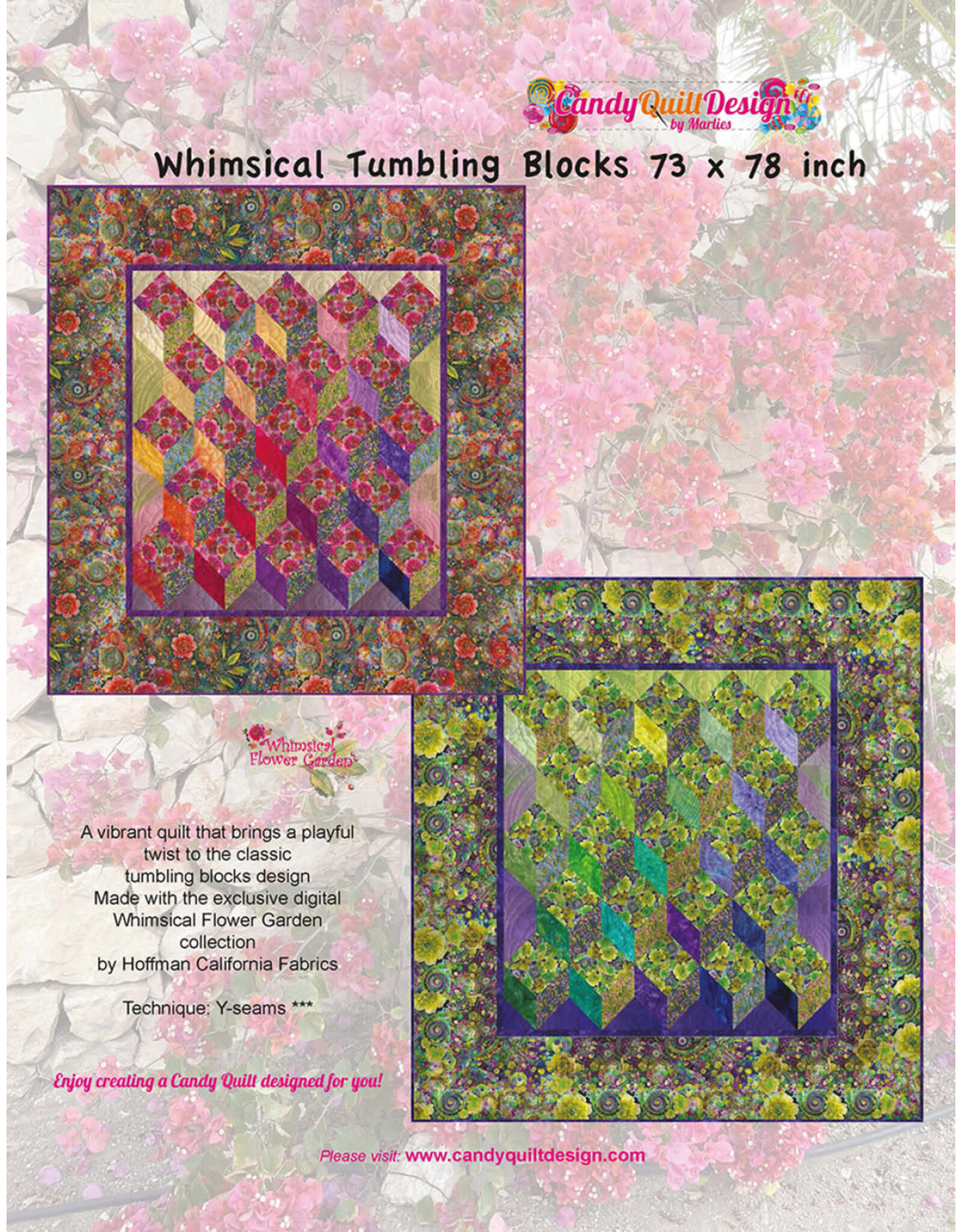 Candy Quilt Design Candy Quilt Design - Whimsical Tumbling Blocks - 73 x 78 inch