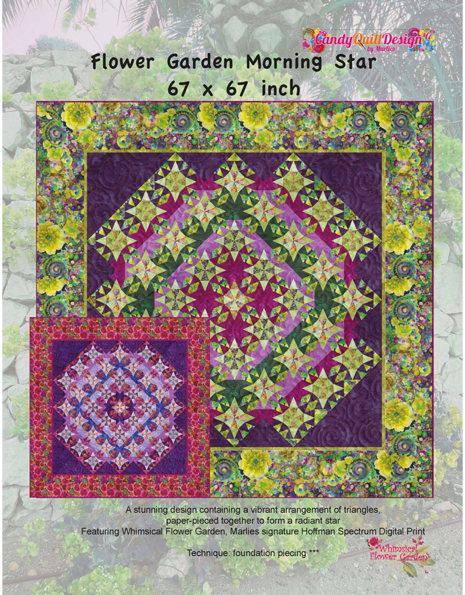 Candy Quilt Design Candy Quilt Design - Flower Garden Morning Star - 67 x 67 inch