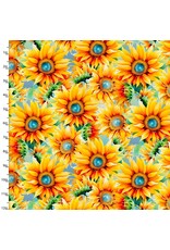 3 Wishes Fabric 3Wishes Fabric - Hummingbird Bouquet - Sunflower Jewels Yellow - 22957-YLW-CTN-D