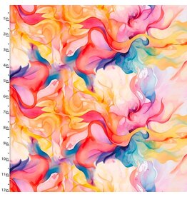 3 Wishes Fabric Hummingbird Bouquet - Watercolor Swirls Multi