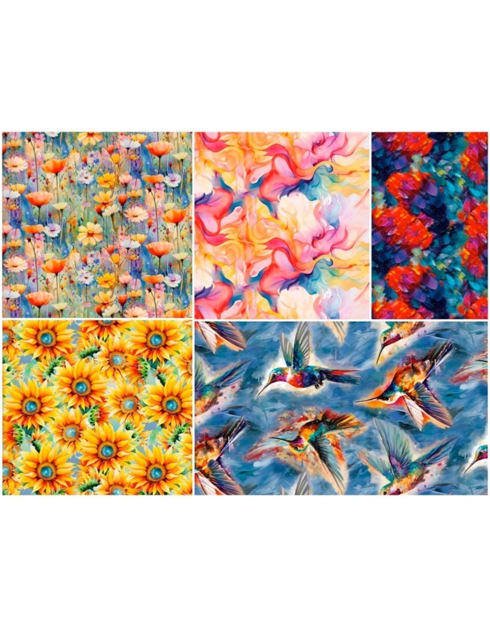 3 Wishes Fabric 3Wishes Fabric - Hummingbird Bouquet - Fat Quarter Pakket