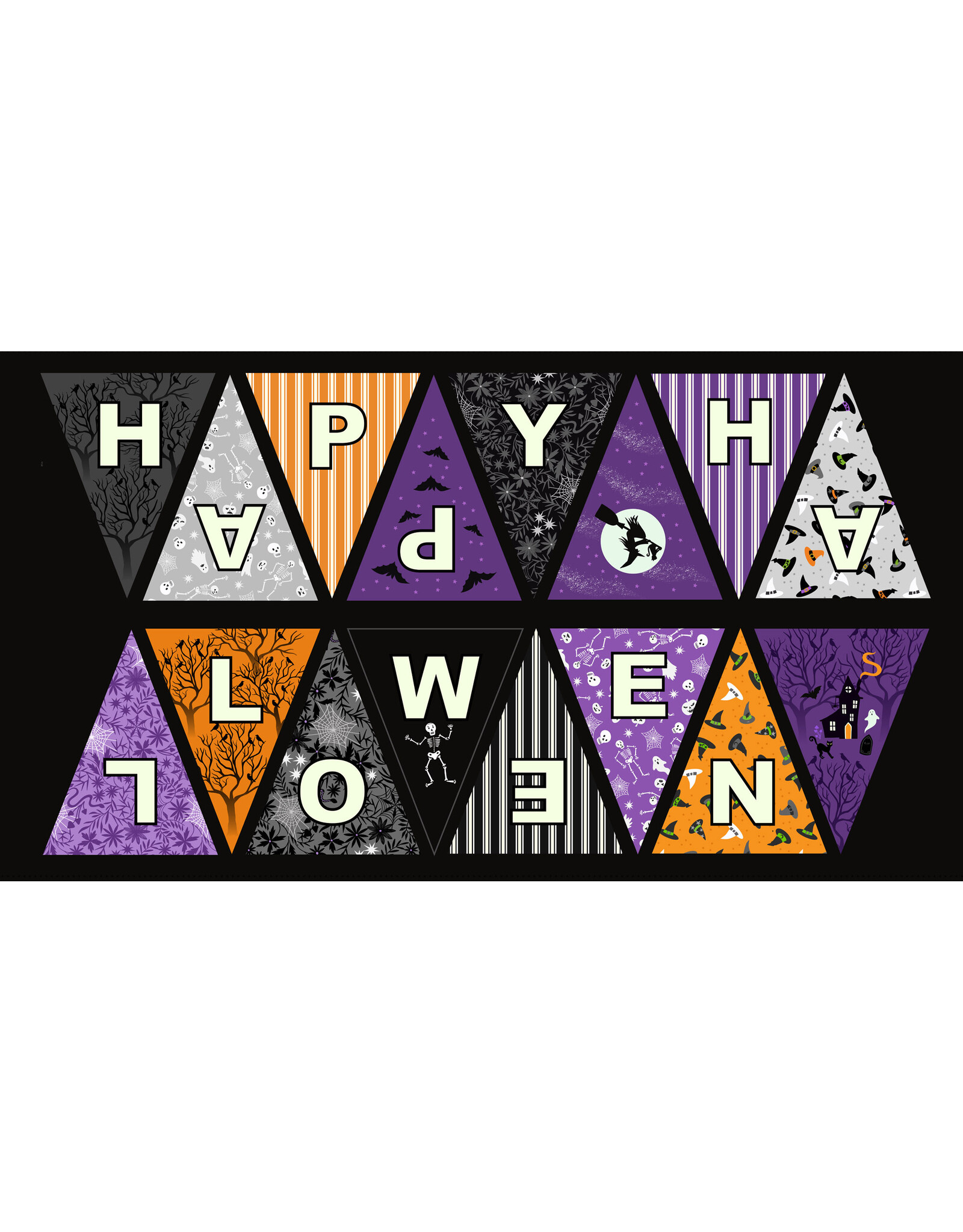 Lewis & Irene Lewis & Irene - Witchy Woods Halloween - Bunting panel - Glow in the Dark