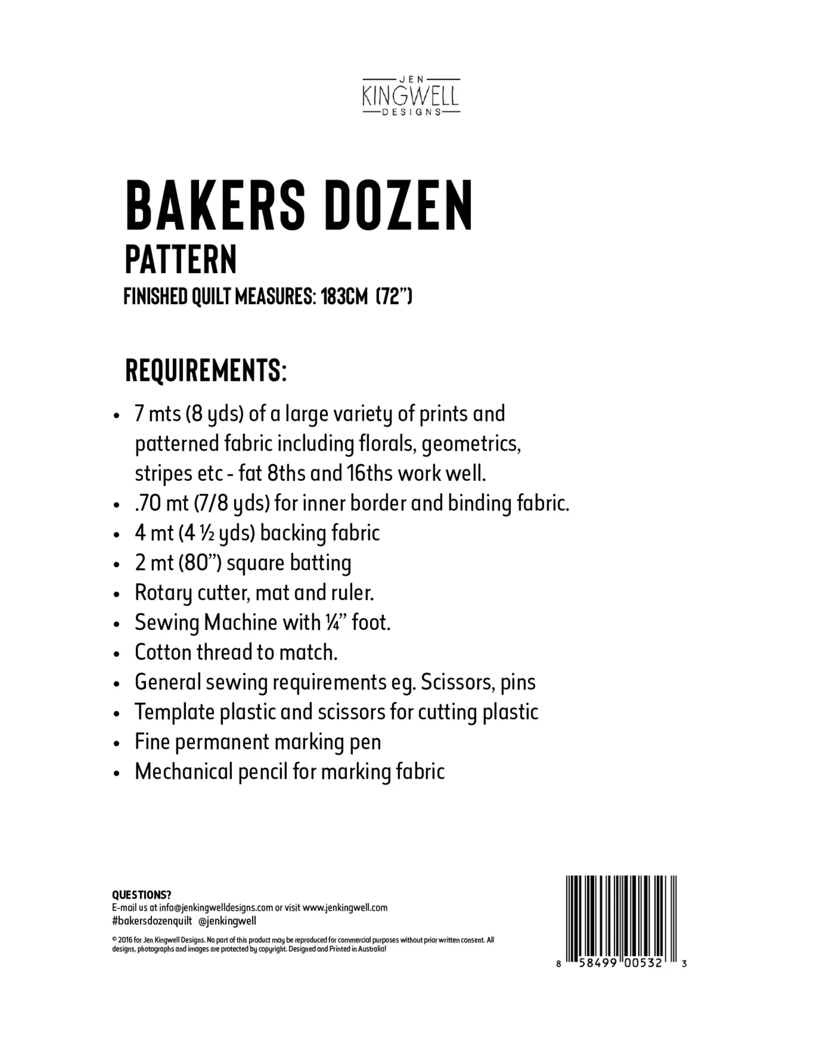 Jen Kingwell Designs Jen Kingwell - patroon - Bakers Dozen